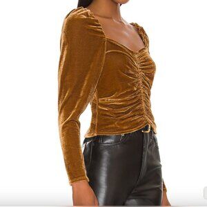 B.B.Dakota Steve Madden Velvet Ruched Top In Bronze